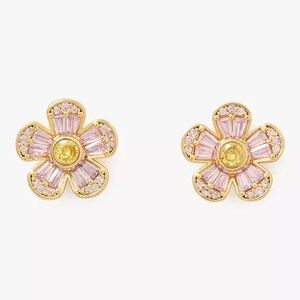 NWT Kate Spade Gold & Light Pink Fleurette Stud Earrings
